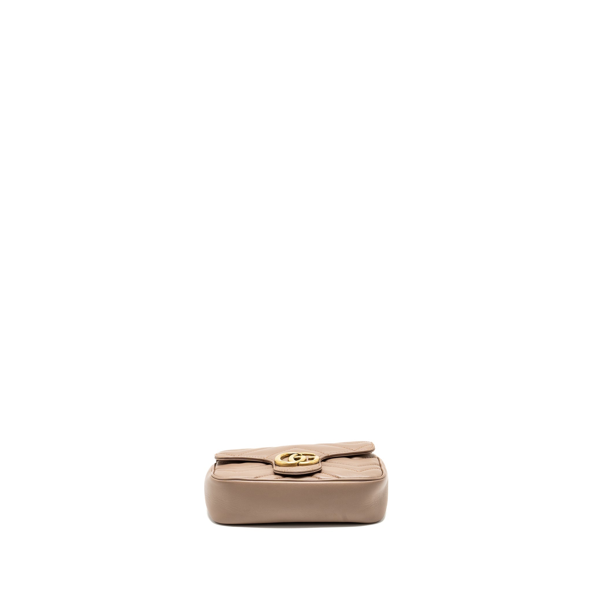 GUCCI SUPER MINI GG MARMONT BAG CALFSKIN BEIGE GHW