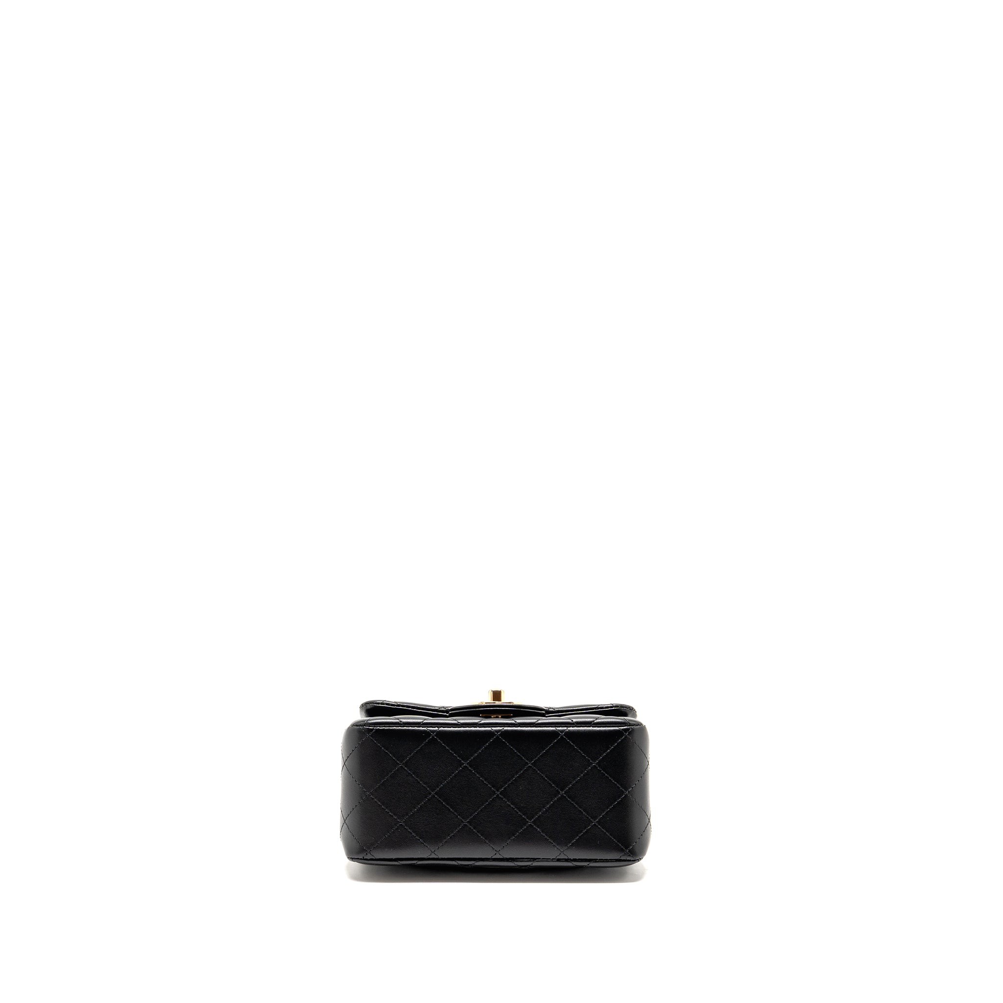 CHANEL MINI SQUARE FLAP BAG LAMBSKIN BLACK LGHW (MICROCHIP)
