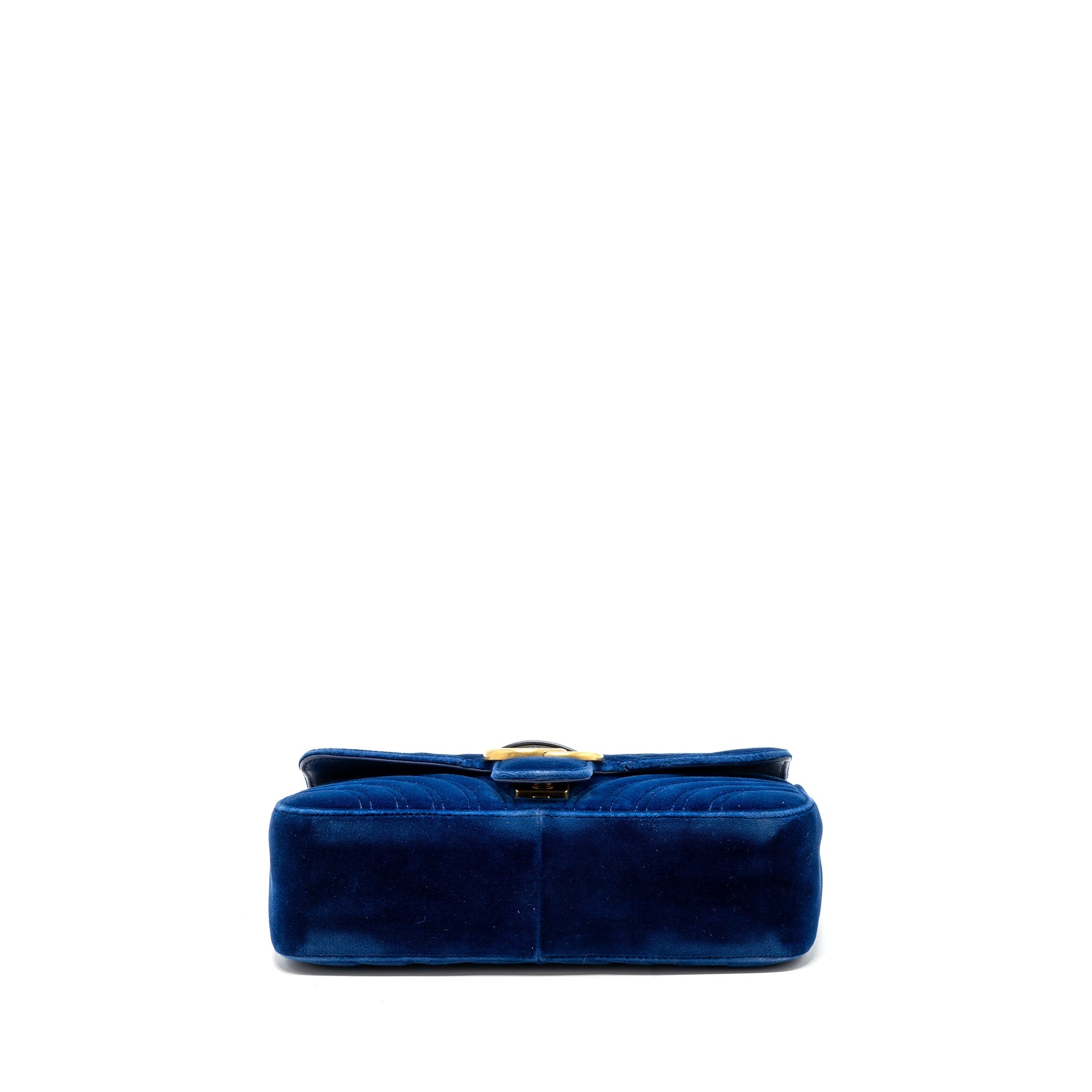 GUCCI GG MARMONT SHOULDER BAG VELVET BLUE GHW