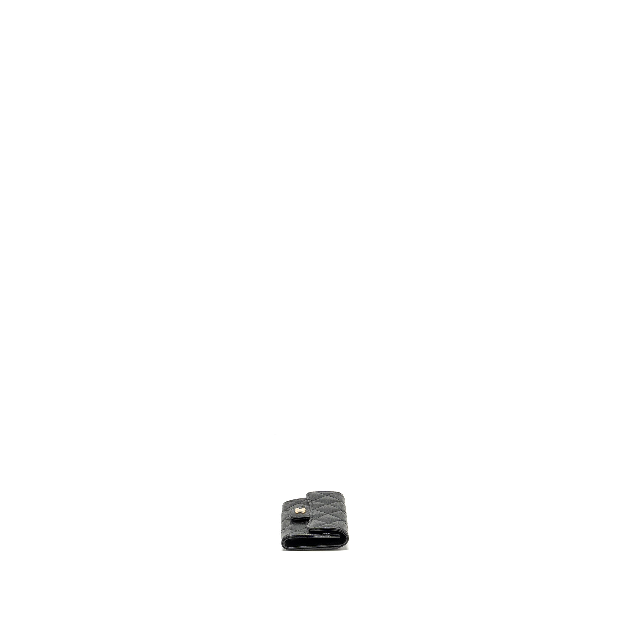 CHANEL CLASSIC FLAP CARD HOLDER CAVIAR BLACK GHW (MICROCHIP)