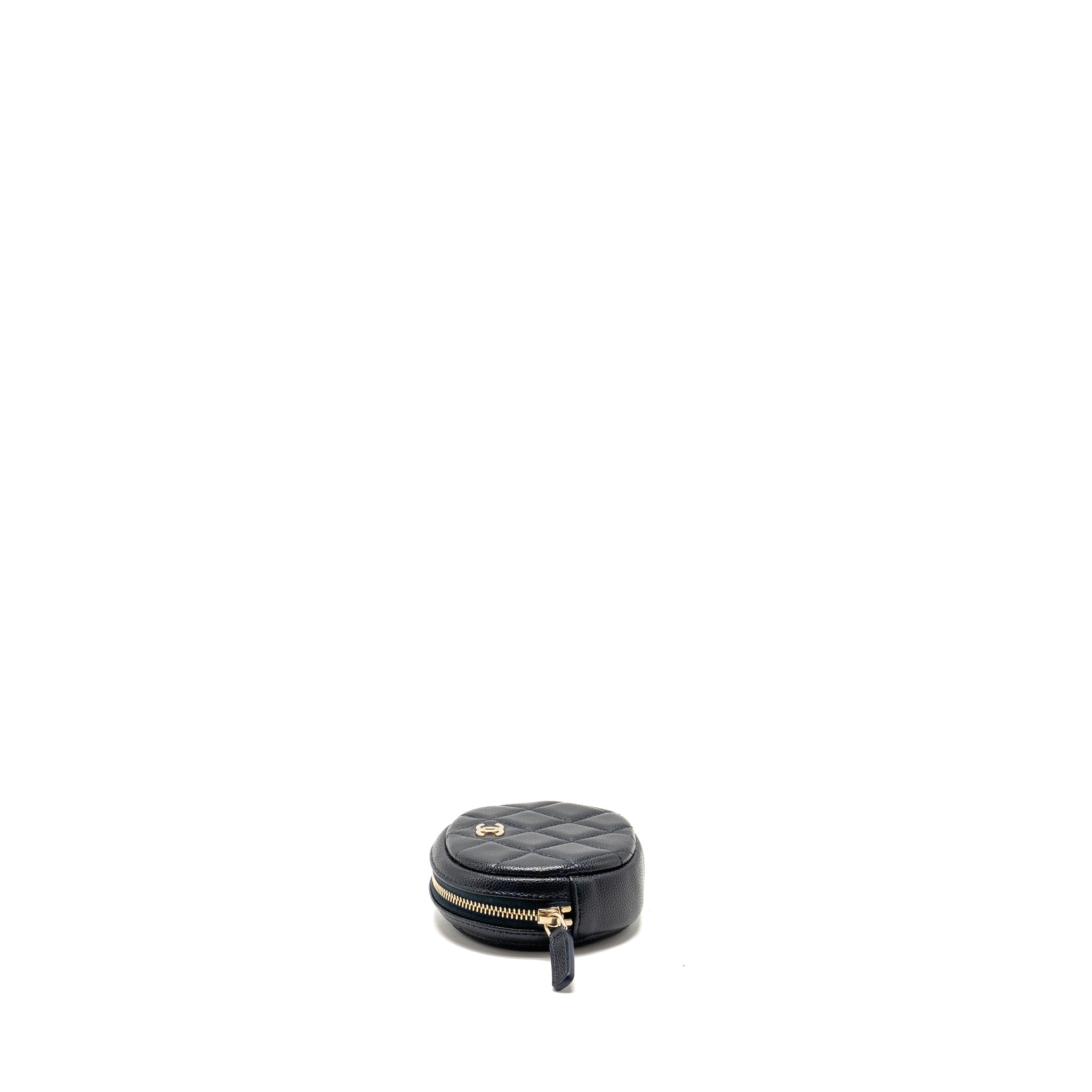 CHANEL MINI ZIPPER COIN PURSE CAVIAR NAVY LGHW