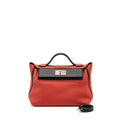 HERMES 24/24-29 BAG CLEMENCE/ SWIFT ROUGE PIVOINE/NOIR SHW