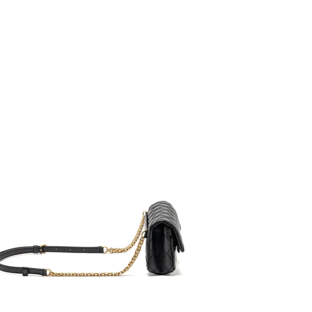 CHANEL 2.55 REISSUE WAIST BAG AGED CALFSKIN BLACK GHW