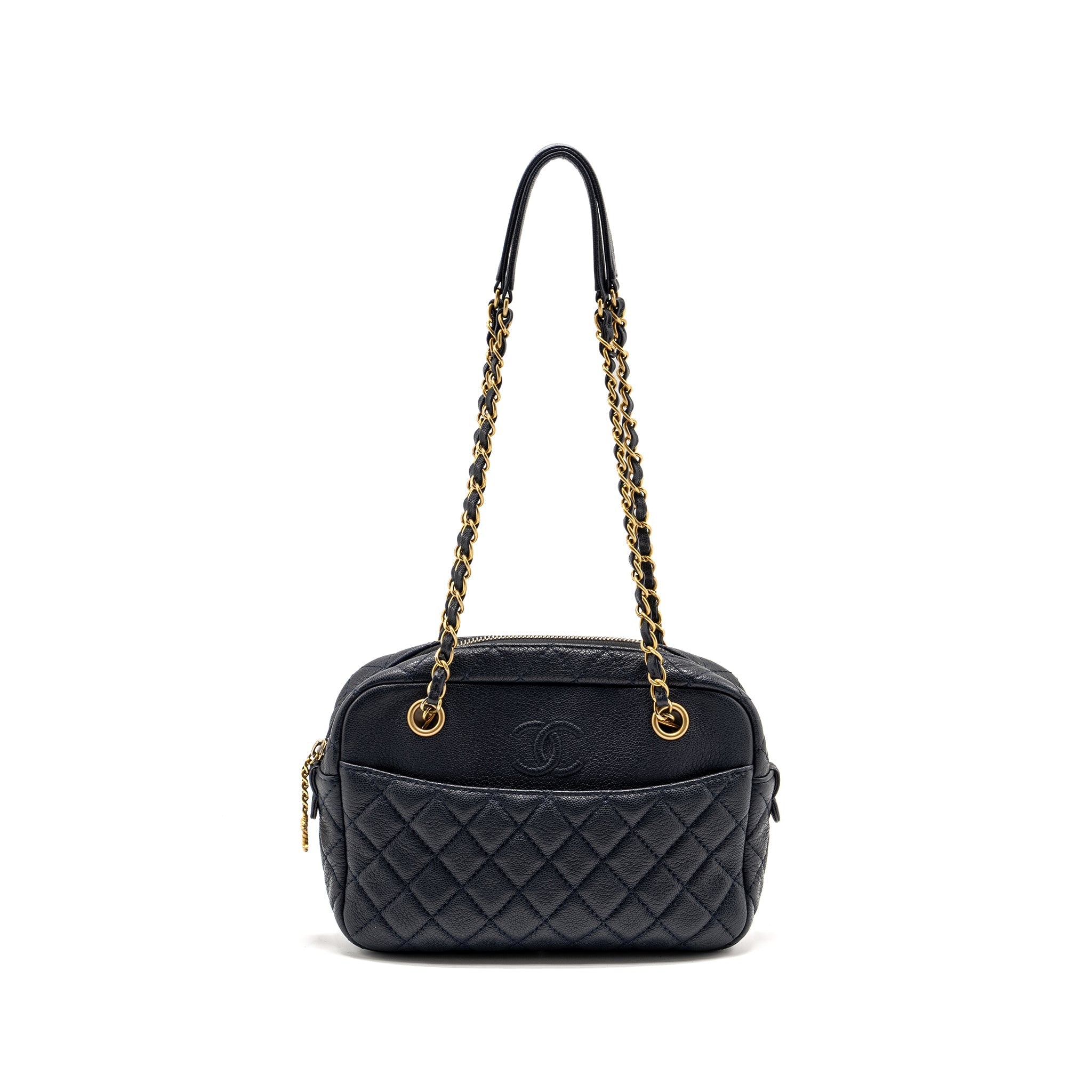 CHANEL 18C CC CAMERA BAG CALFSKIN NAVY GHW