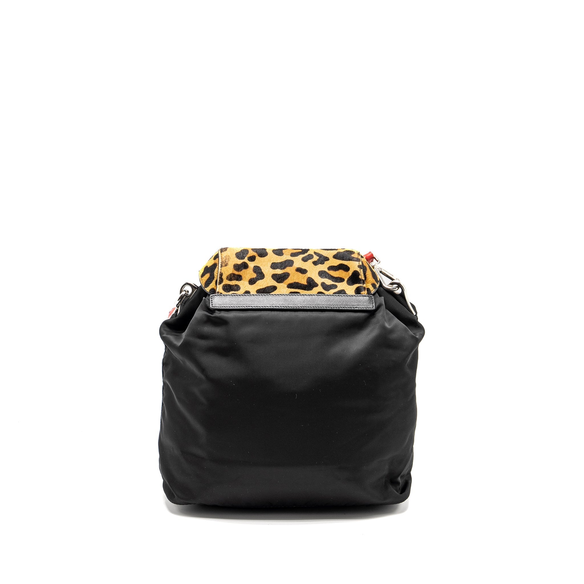 PRADA NYLON SHOULDER BAG WITH OSTRICH HANDLE BLACK / MULTICOLOUR SHW