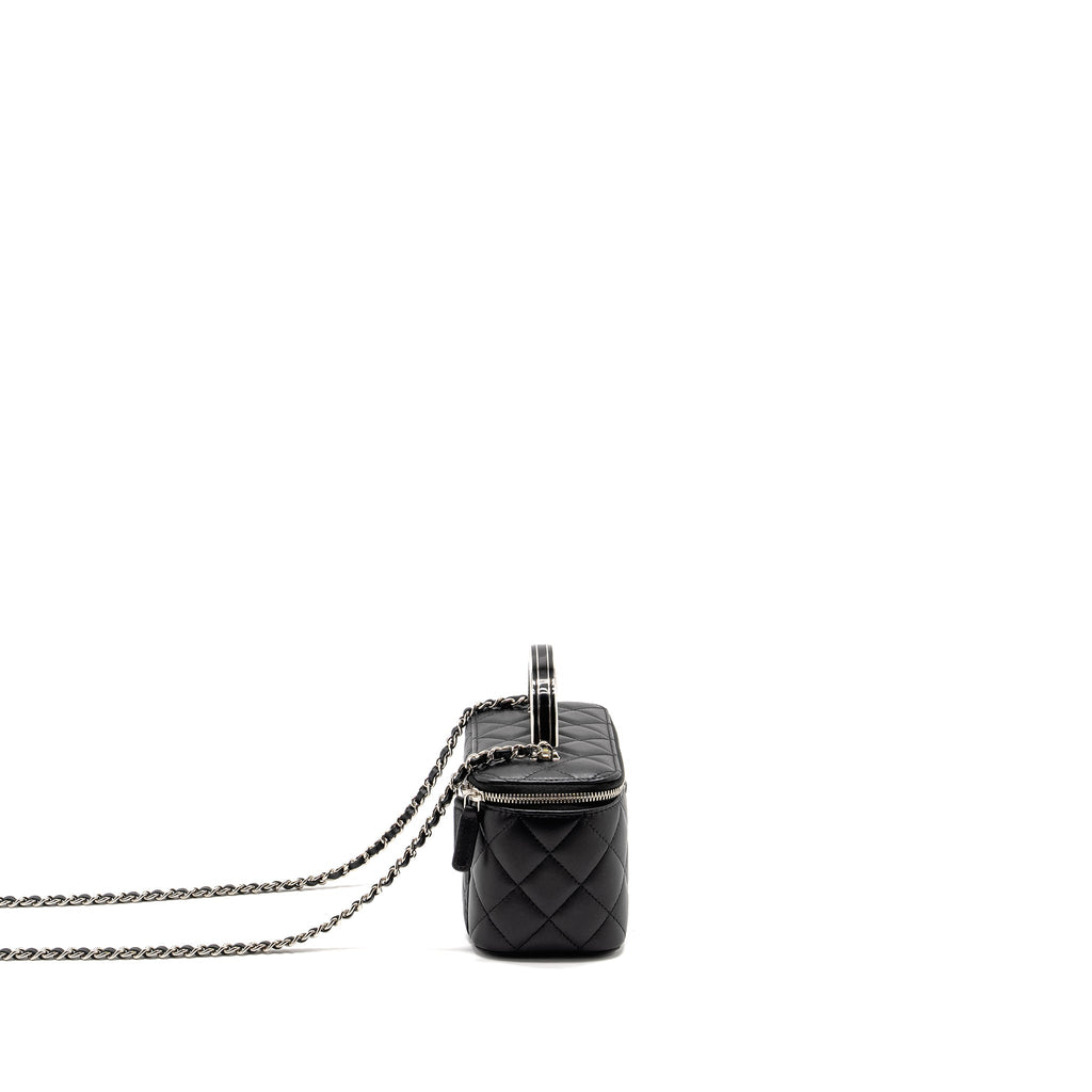 CHANEL TOP HANDLE LONG VANITY CASE LAMBSKIN BLACK SHW (MICROCHIP)