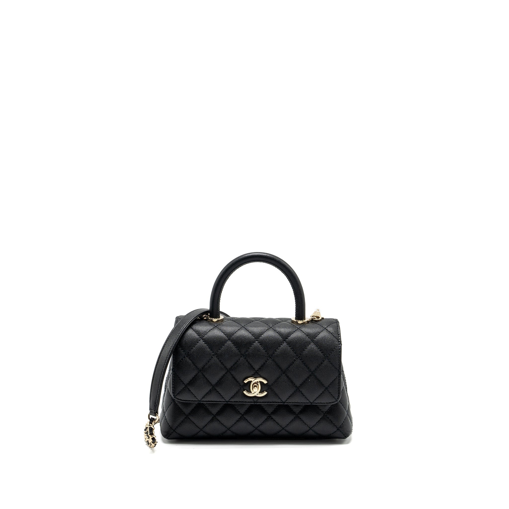 CHANEL SMALL COCO HANDLE CAVIAR BLACK LGHW (MICROCHIP)