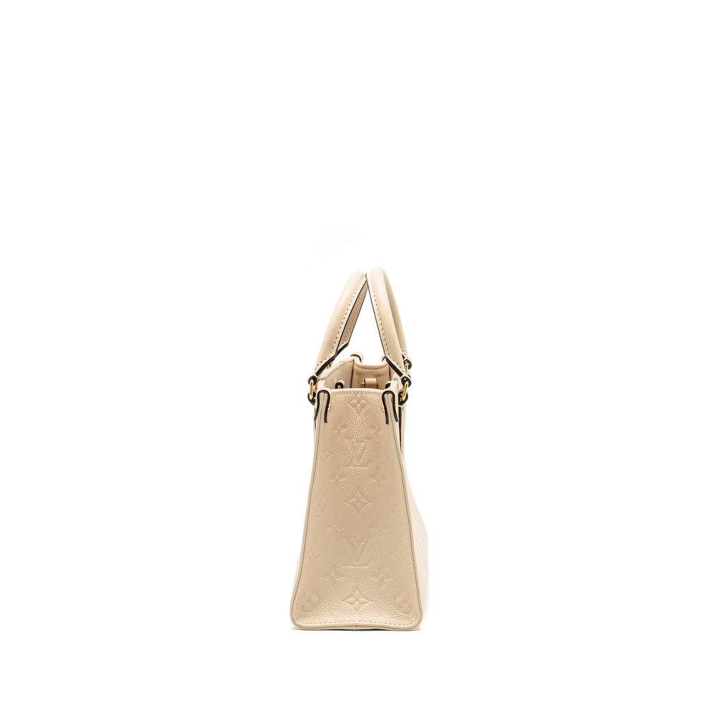 LOUIS VUITTON ONTHEGO PM MONOGRAM EMPREINTE LEATHER CREME GHW