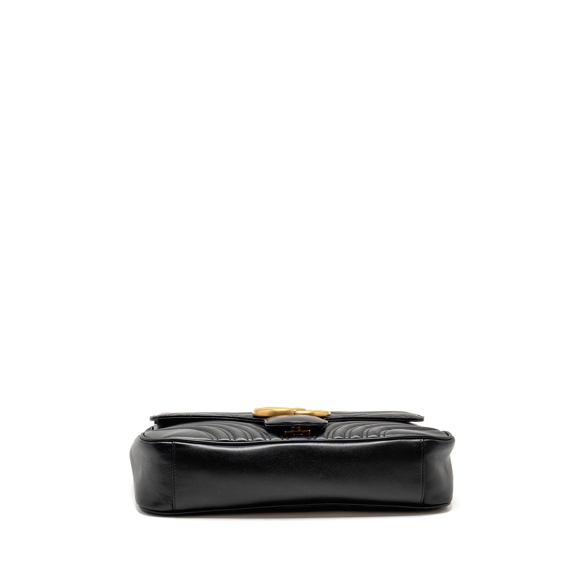 GUCCI MEDIUM GG MARMONT SHOULDER BAG CALFSKIN BLACK GHW
