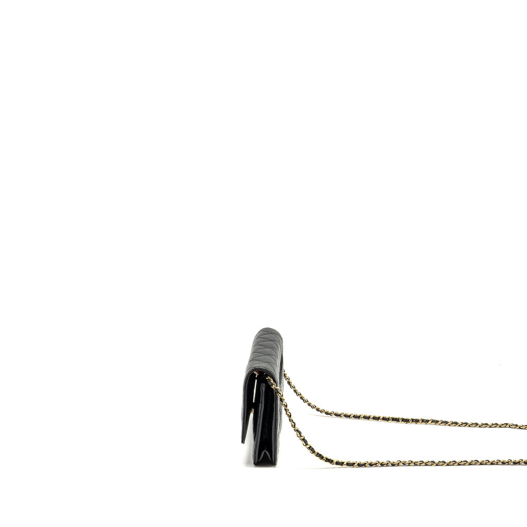CHANEL CLASSIC WALLET ON CHAIN CAVIAR BLACK GHW (MICROCHIP)