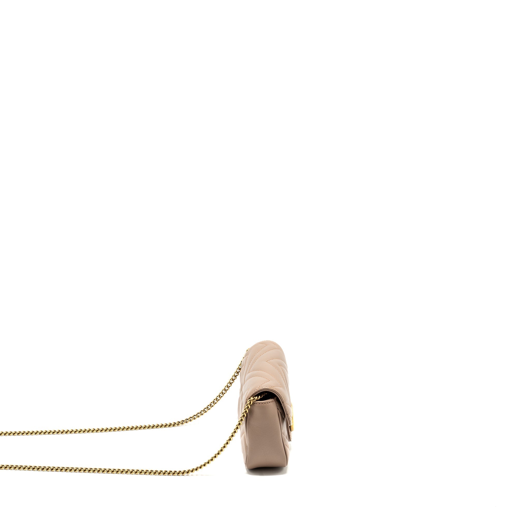 GUCCI SUPER MINI GG MARMONT BAG CALFSKIN BEIGE GHW