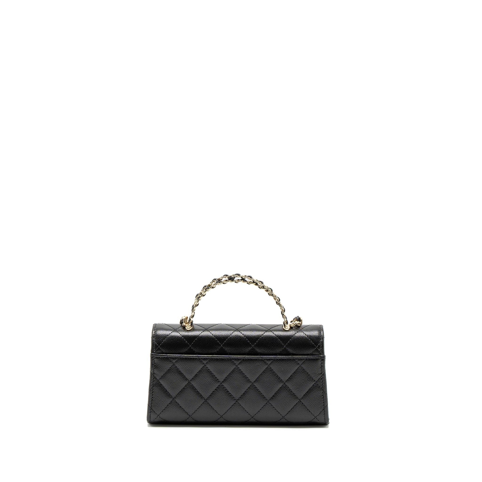 CHANEL 23P TOP HANDLE MINI FLAP BAG CAVIAR BLACK LGHW (MCROCHIP)