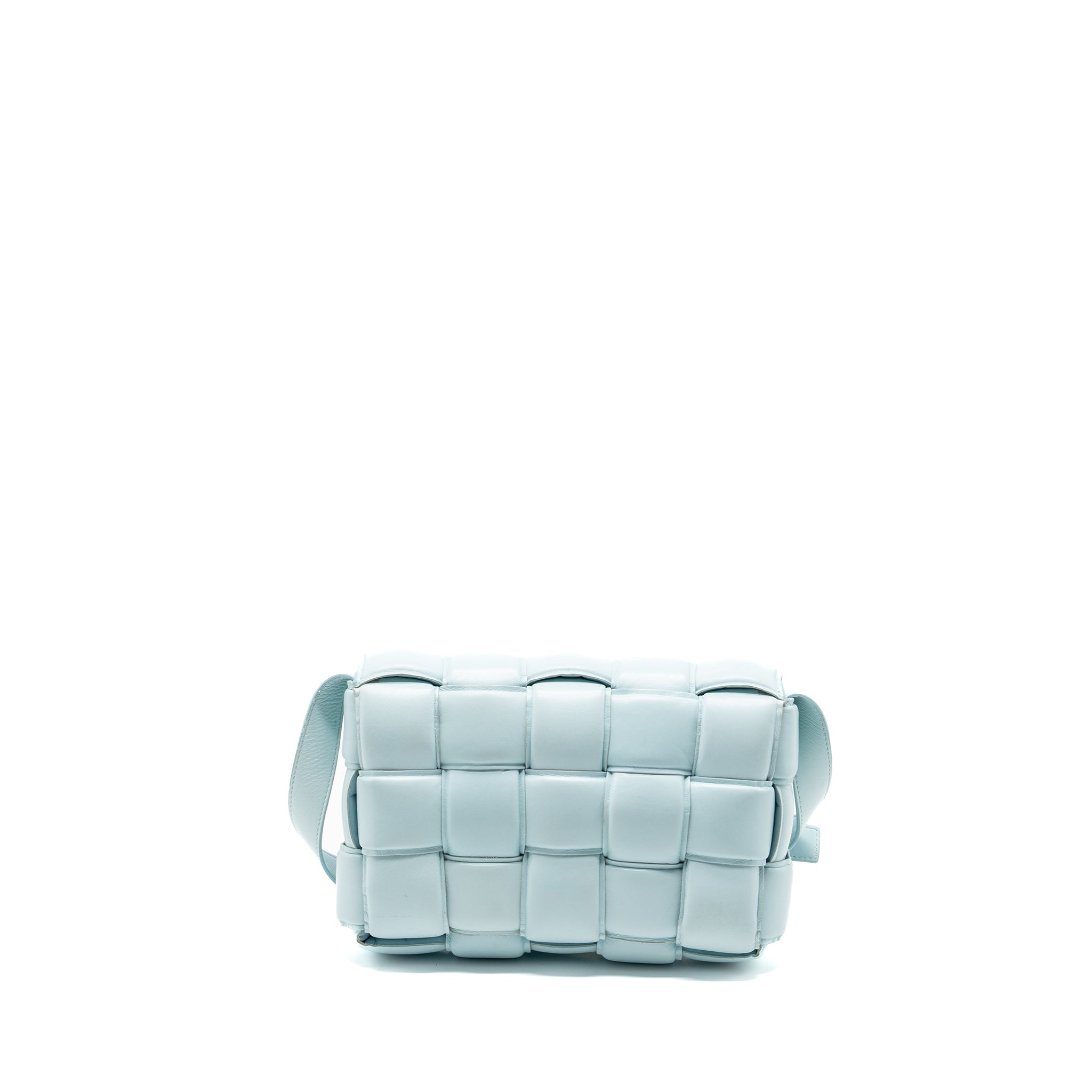 BOTTEGA VENETA PADDED CASSETTE SOFT LAMBSKIN LIGHT BLUE SHW