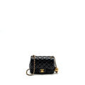 CHANEL PEARL CRUSH MINI SQUARE FLAP BAG LAMBSKIN BLACK GHW (MICROCHIP)
