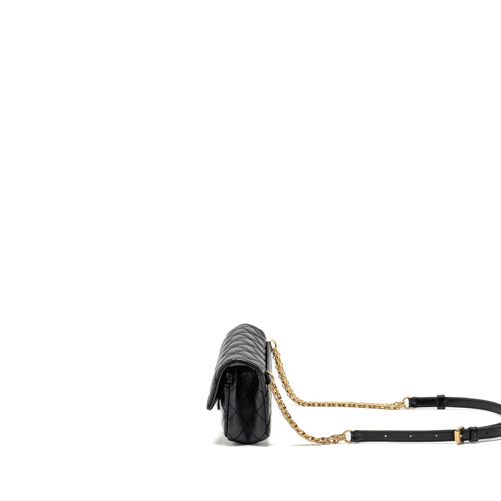 CHANEL 2.55 REISSUE WAIST BAG AGED CALFSKIN BLACK GHW