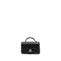 CHANEL TOP HANDLE MINI RECTANGULAR FLAP BAG LAMBSKIN BLACK LGHW (MICROCHIP )