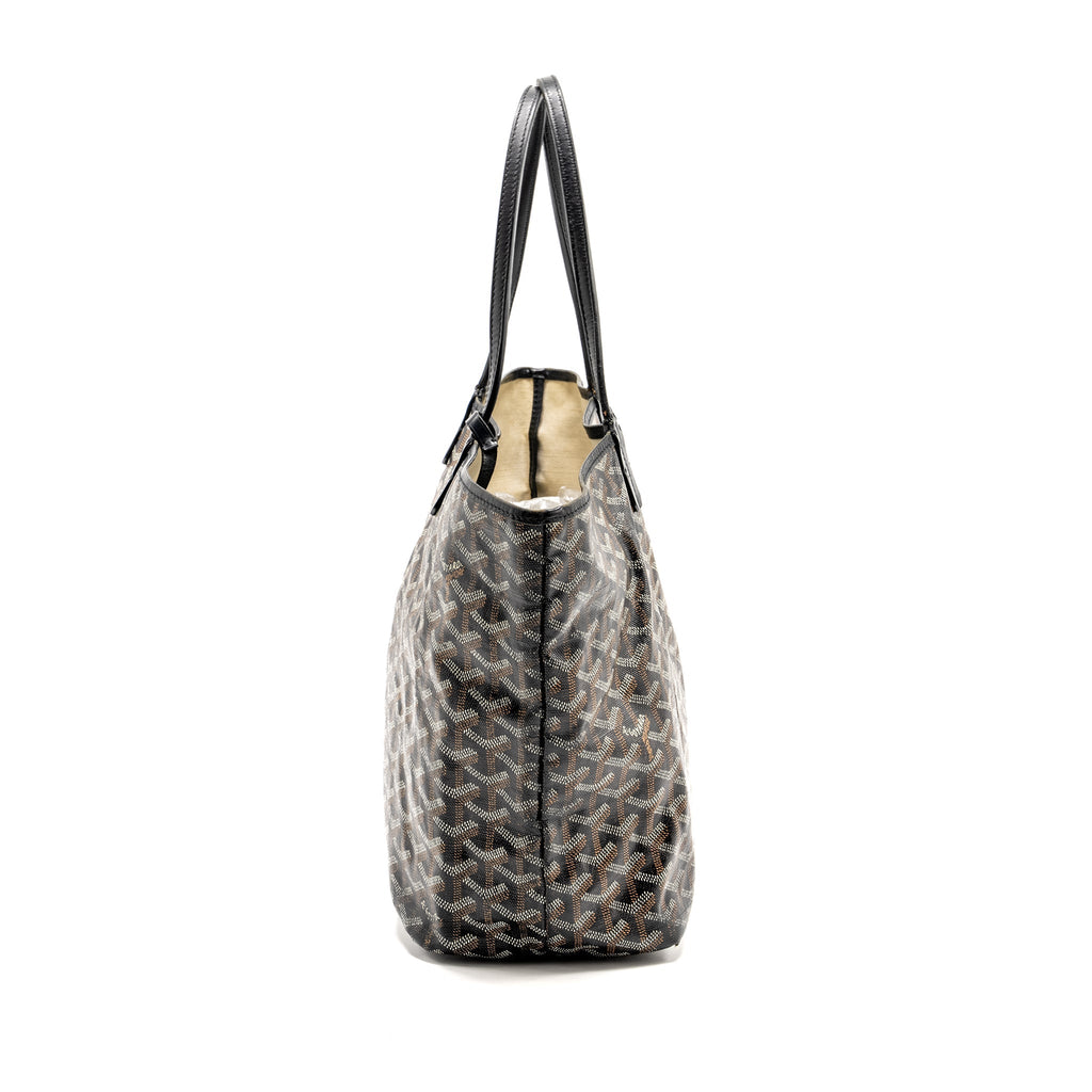 GOYARD SAINT LOUIS PM TOTE BAG GOYARDINE CANVAS / CALFSKIN BLACK SHW