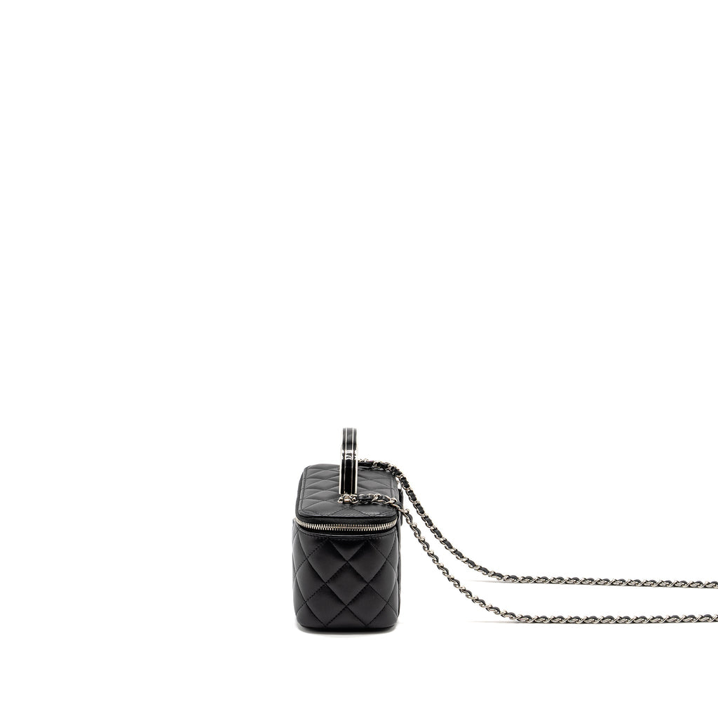 CHANEL TOP HANDLE LONG VANITY CASE LAMBSKIN BLACK SHW (MICROCHIP)