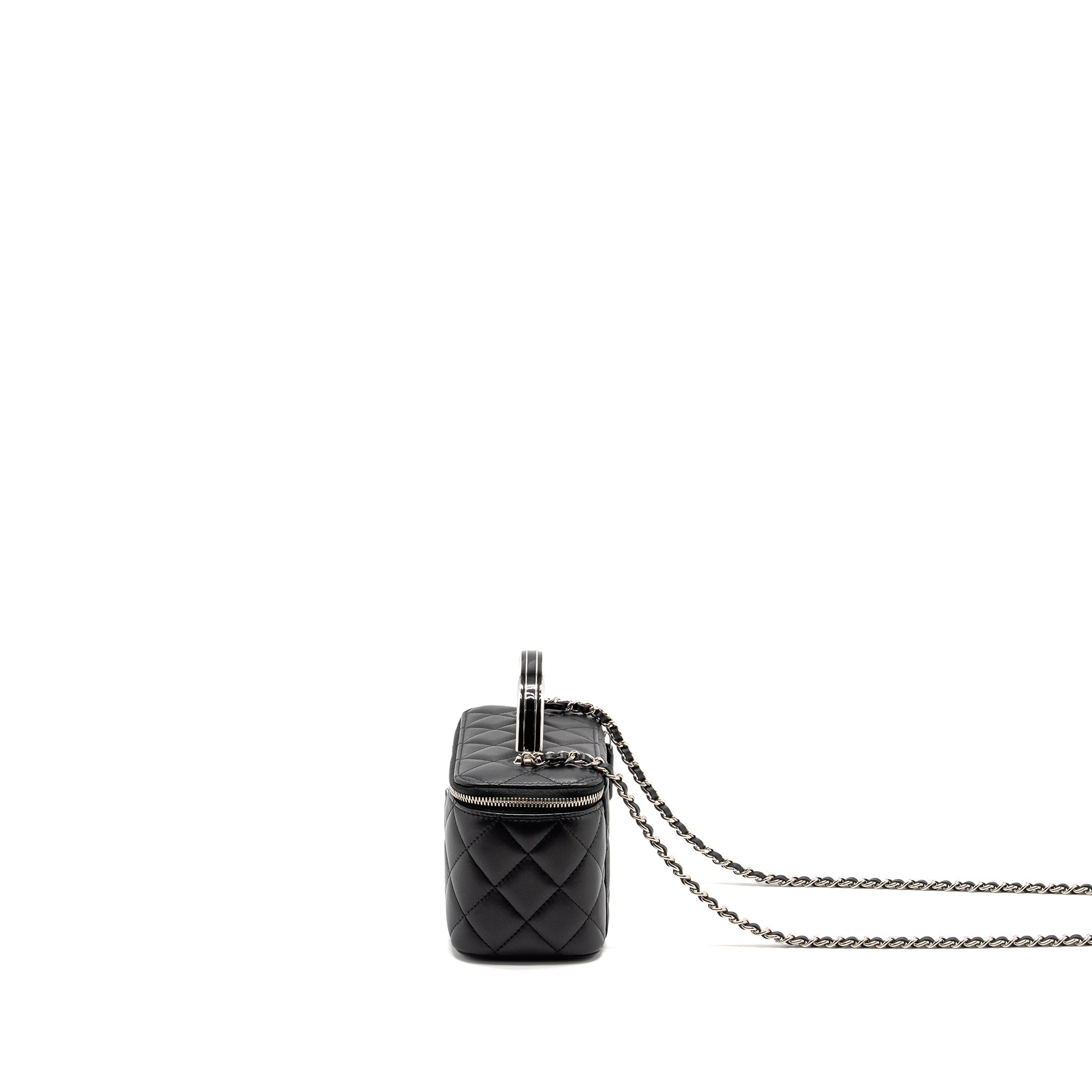 CHANEL TOP HANDLE LONG VANITY CASE LAMBSKIN BLACK SHW (MICROCHIP)