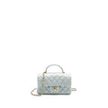 CHANEL TOP HANDLE MINI RECTANGULAR FLAP BAG LAMBSKIN LIGHT BLUE LGHW (MICROCHIP)