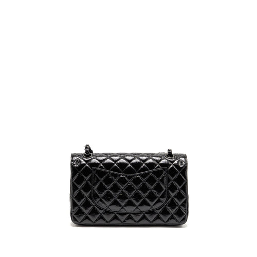 CHANEL MEDIUM CLASSIC DOUBLE FLAP BAG PATENT SO BLACK