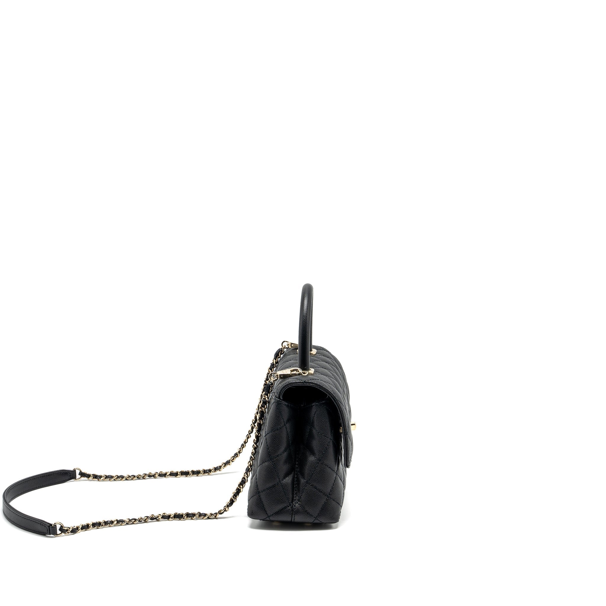 CHANEL SMALL COCO HANDLE CAVIAR BLACK LGHW (MICROCHIP)
