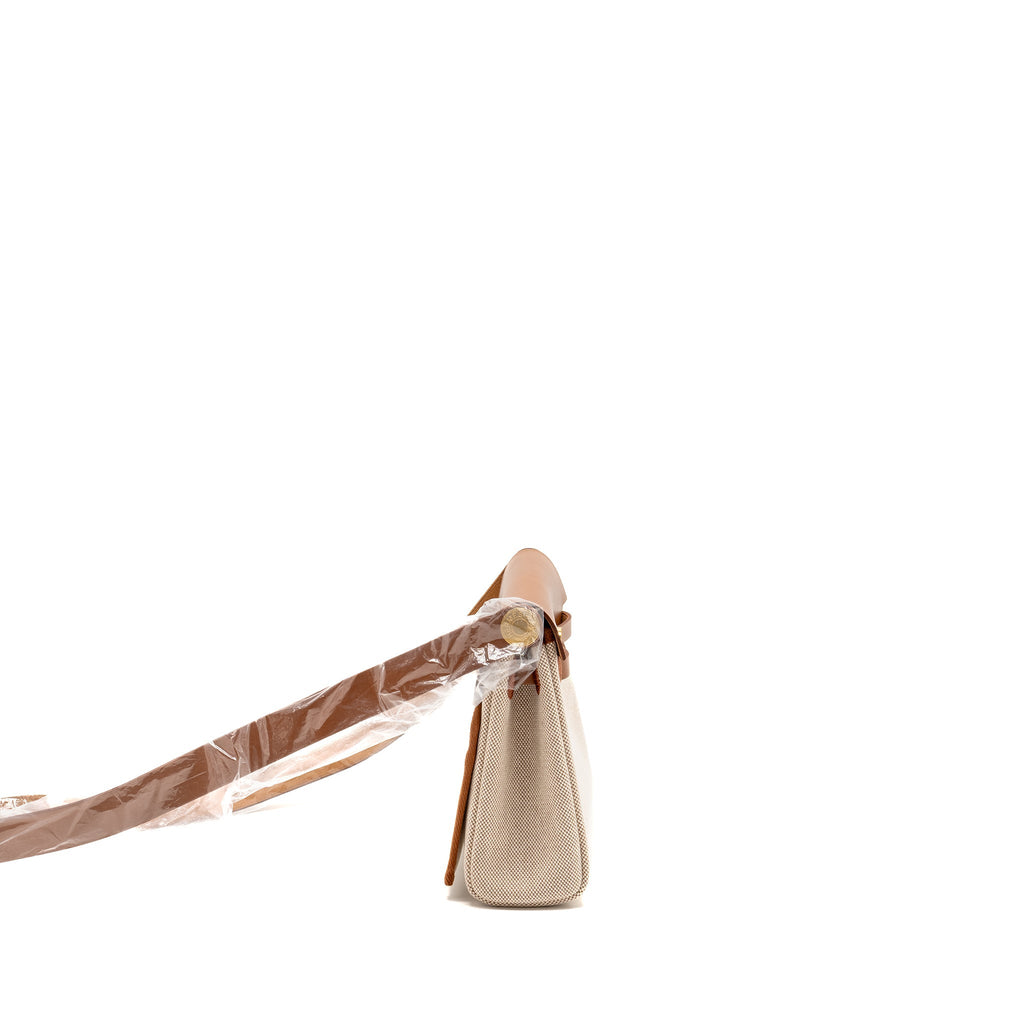 HERMES HERBAG MINI CANVAS/HUNTER LEATHER ECRU-BEIGE/FAUVE GHW
