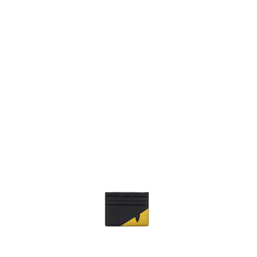 FENDI CONNER BUGS BUSINESS CARD HOLDER CALFSKIN/CROCODILE BLACK /YELLOW