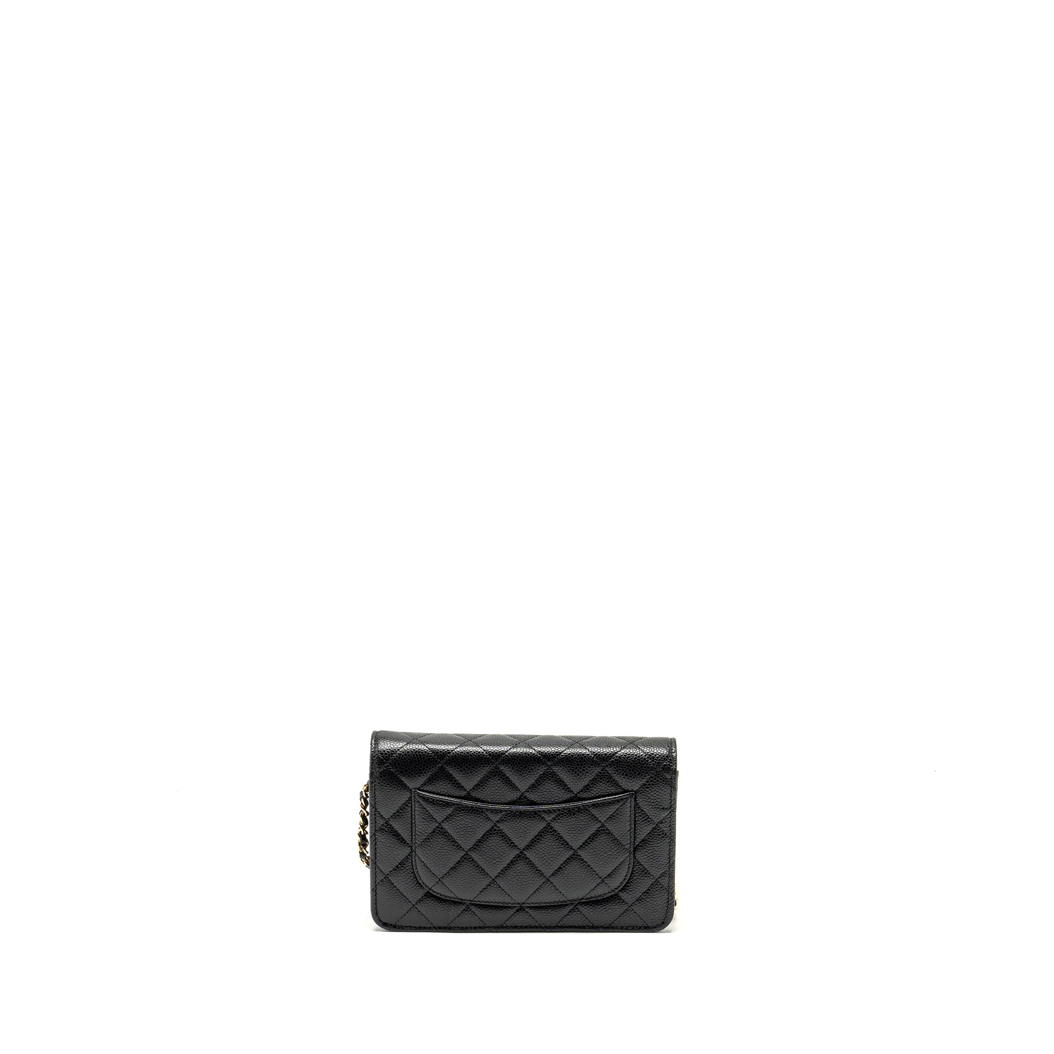 CHANEL CLASSIC WALLET ON CHAIN CAVIAR BLACK GHW (MICROCHIP)