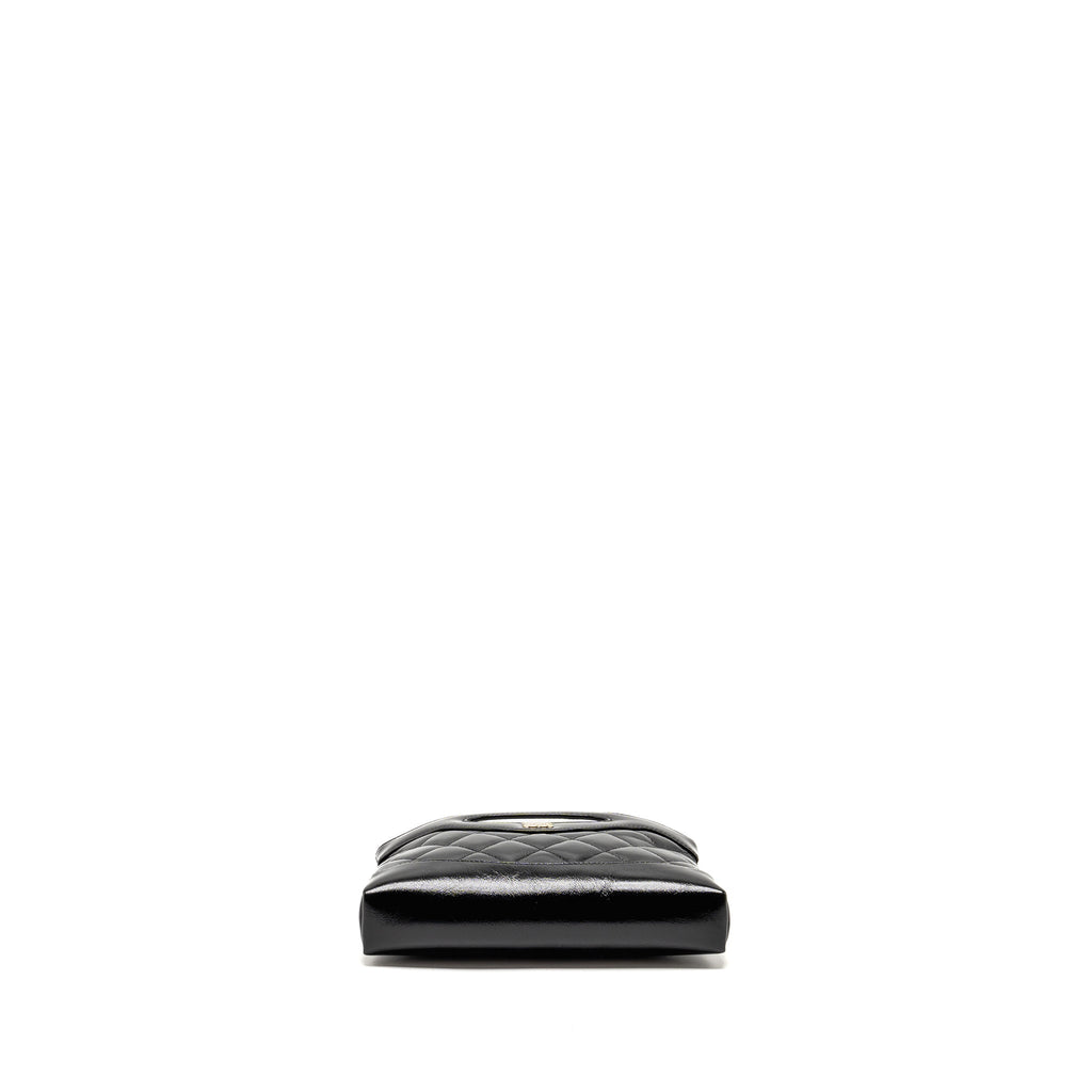 CHANEL MINI 31 CLUTCH WITH CHAIN SHINY CALFSKIN BLACK LGHW (MICROCHIP)