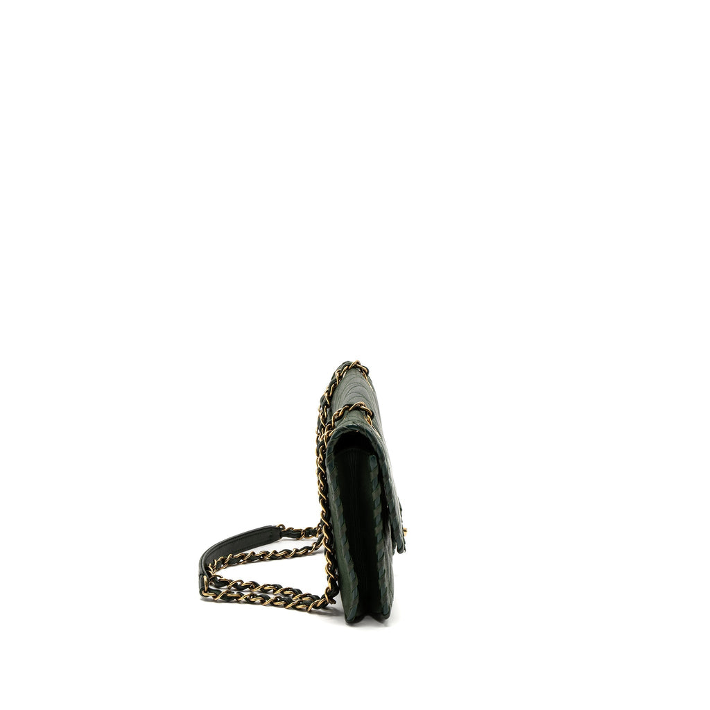 CHANEL QUILTED FLAP BAG CALFSKIN GREEN RUTHENIUM GHW