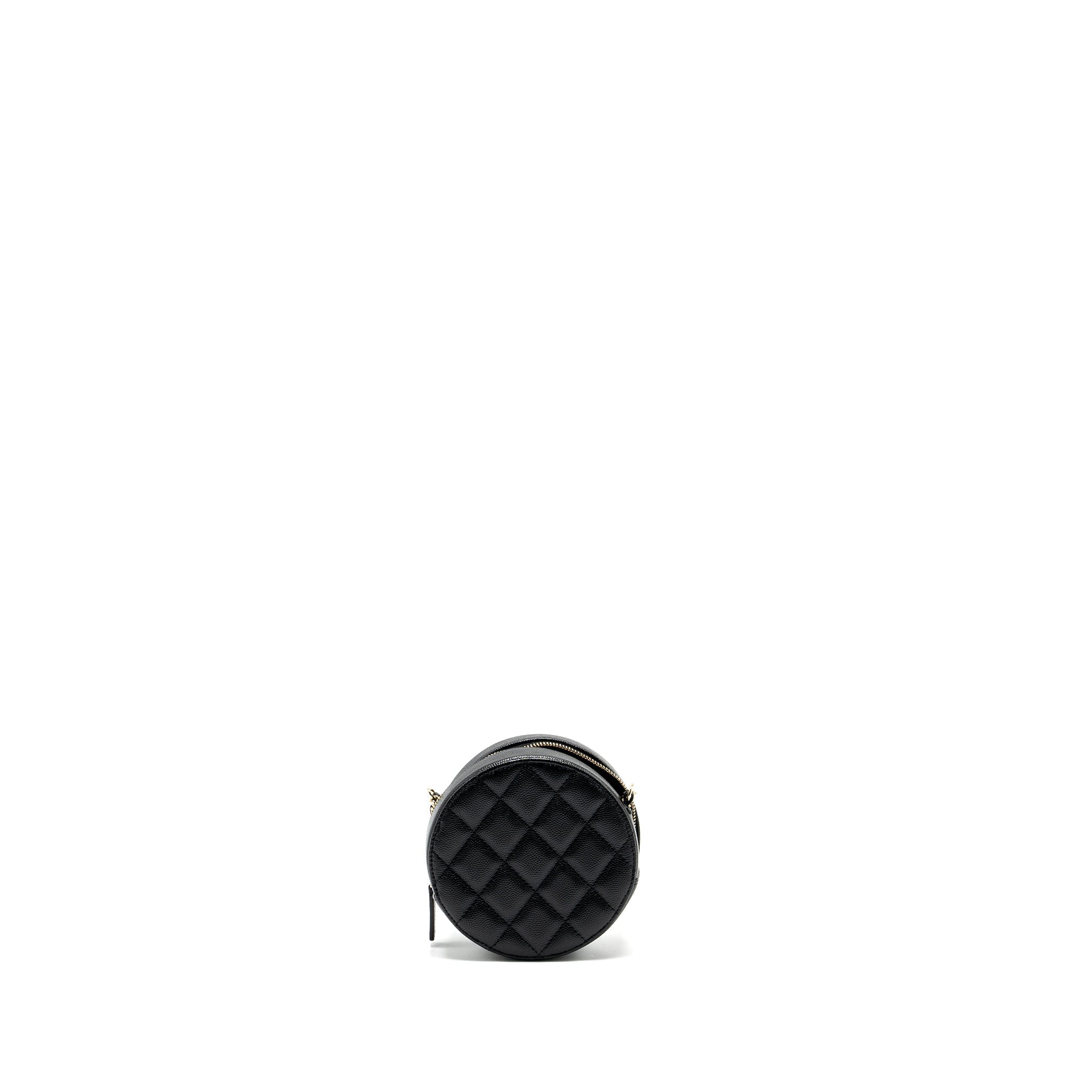 CHANEL ROUND CLUTCH WITH CHAIN CAVIAR BLACK LGHW