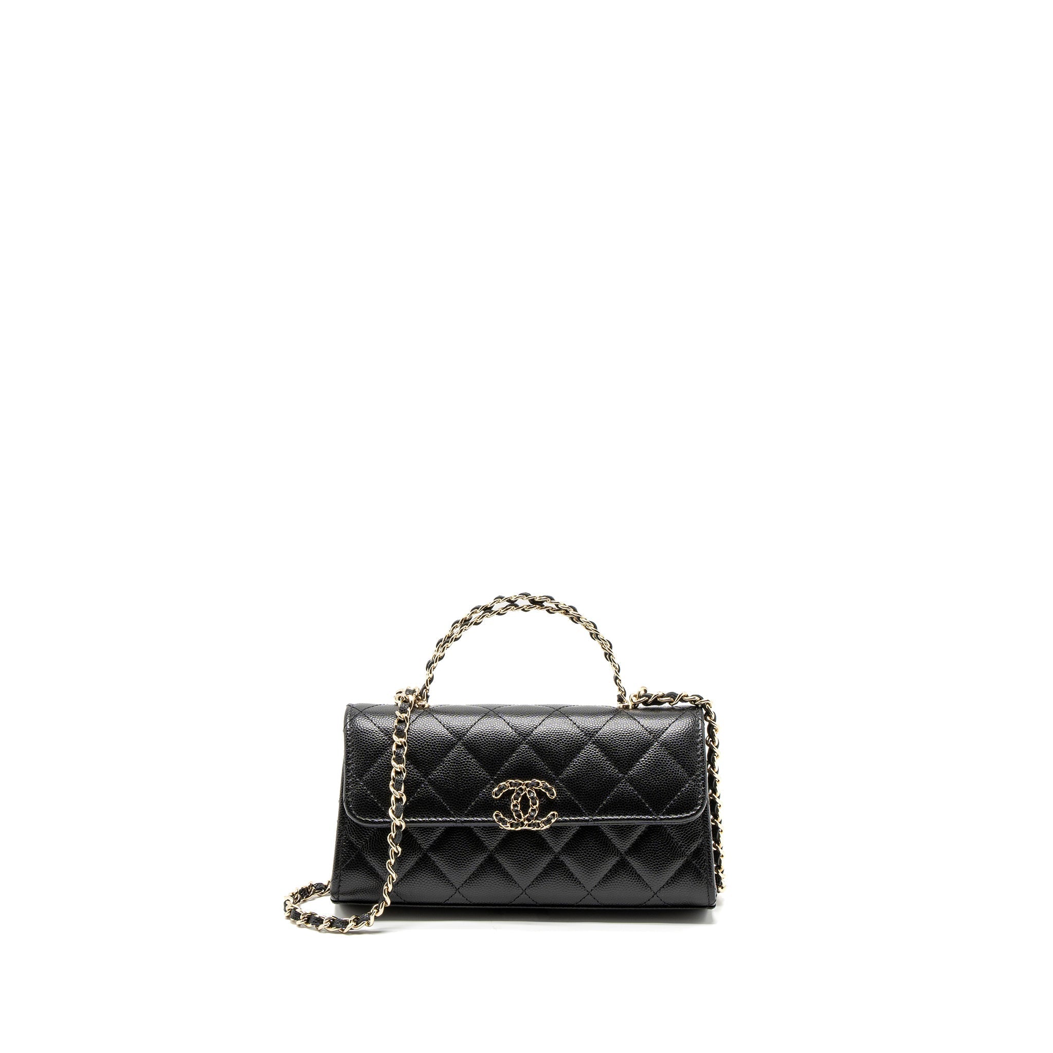 CHANEL 23P TOP HANDLE MINI FLAP BAG CAVIAR BLACK LGHW (MCROCHIP)
