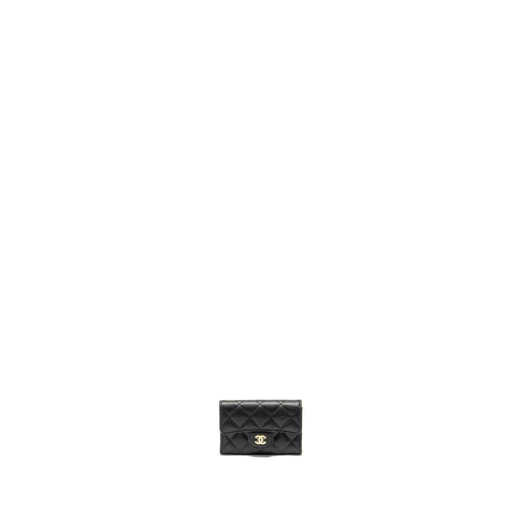 CHANEL CLASSIC FLAP CARD HOLDER CAVIAR BLACK GHW (MICROCHIP)
