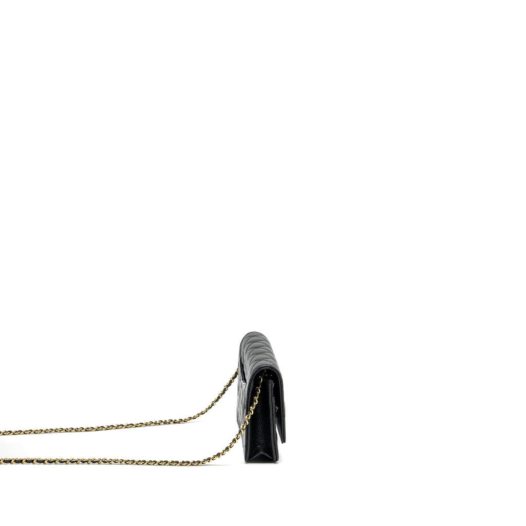 CHANEL CLASSIC WALLET ON CHAIN CAVIAR BLACK GHW(MICROCHIP)