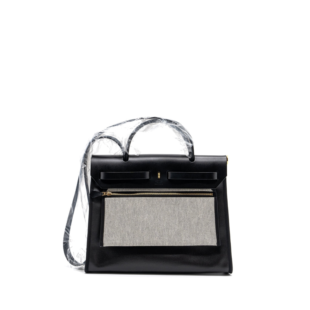 HERMES HERBAG 31 WITH BERLINE CANVAS AND HUNTER IN BLACK GHW
