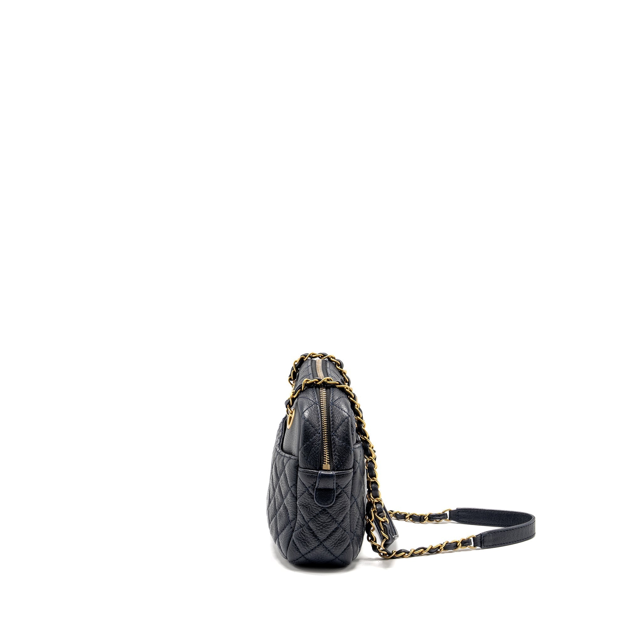 CHANEL 18C CC CAMERA BAG CALFSKIN NAVY GHW