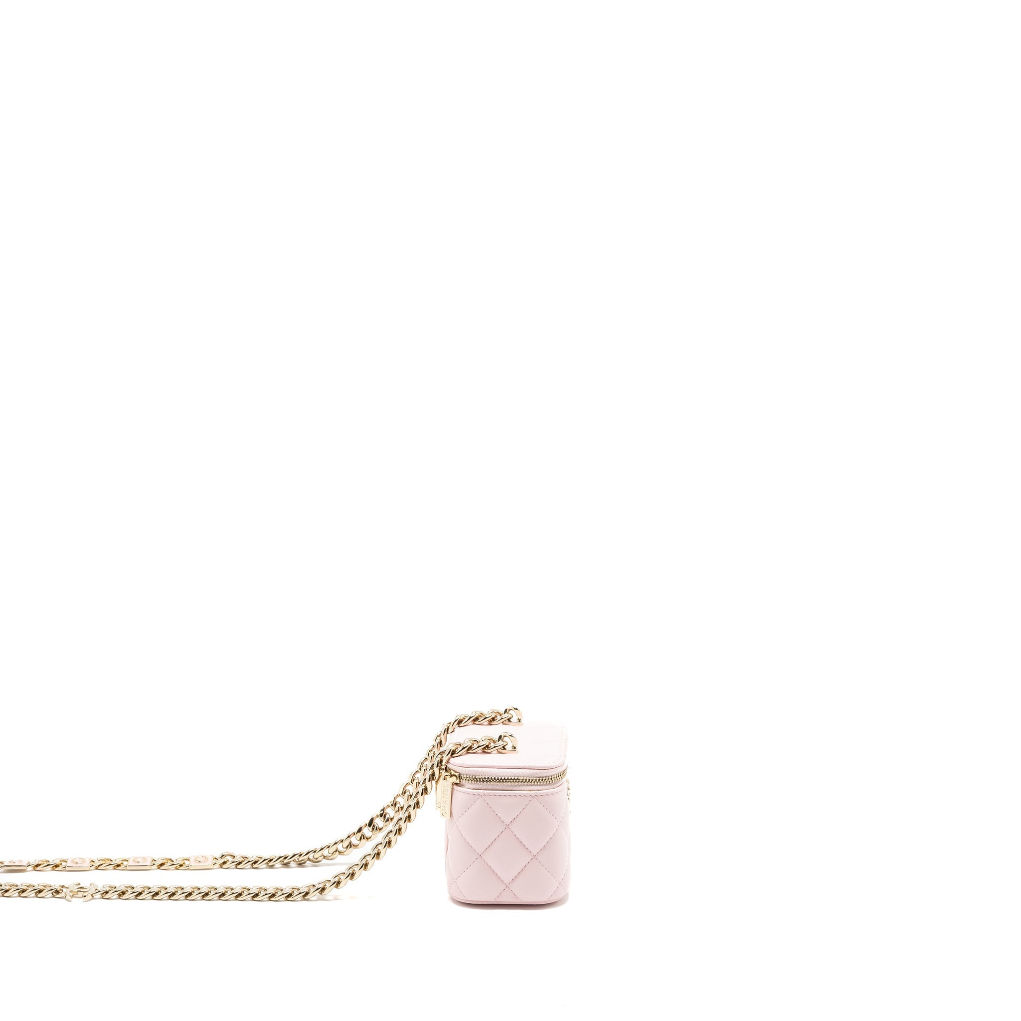 CHANEL MINI VANITY CASE WITH GIANT CHAIN LAMBSKIN PINK LGHW
