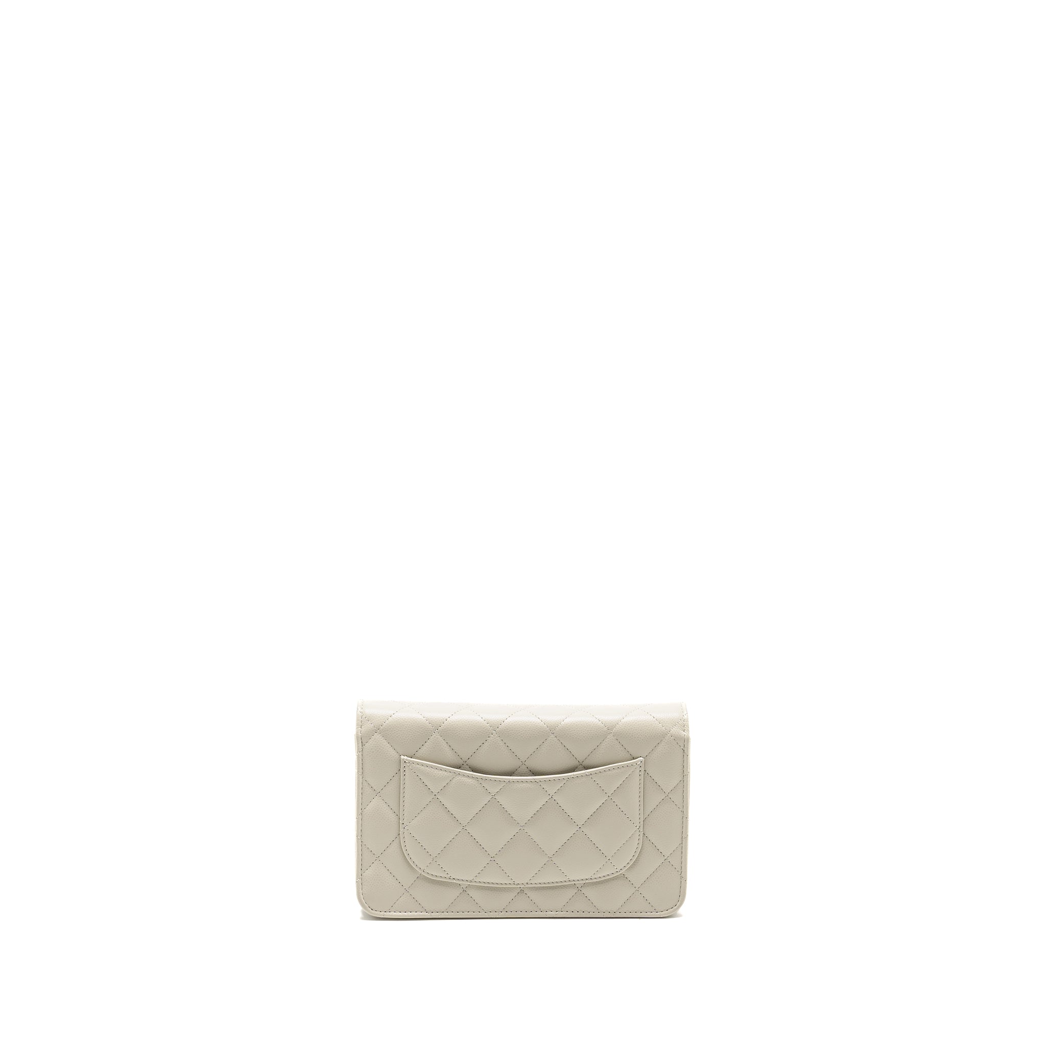 CHANEL CLASSIC WALLET ON CHAIN CAVIAR CREAMY WHITE LGHW(MICROCHIP)