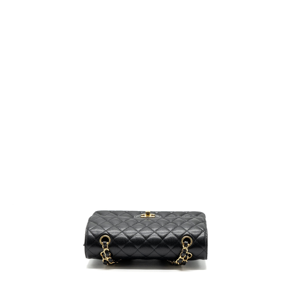 CHANEL SMALL CLASSIC DOUBLE FLAP BAG CAVIAR BLACK GHW(MICROCHIP)