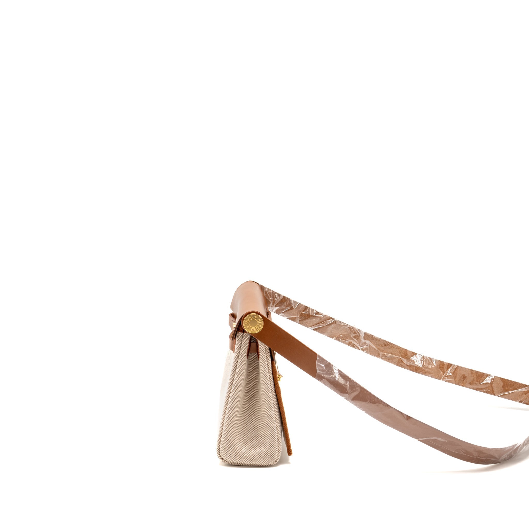 HERMES HERBAG MINI CANVAS/HUNTER LEATHER ECRU-BEIGE/ FAUVE GHW
