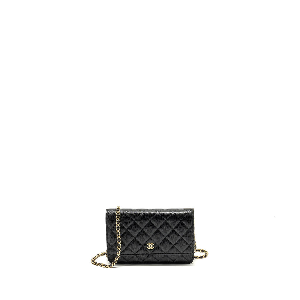 CHANEL CLASSIC WALLET ON CHAIN CAVIAR BLACK GHW (MICROCHIP)