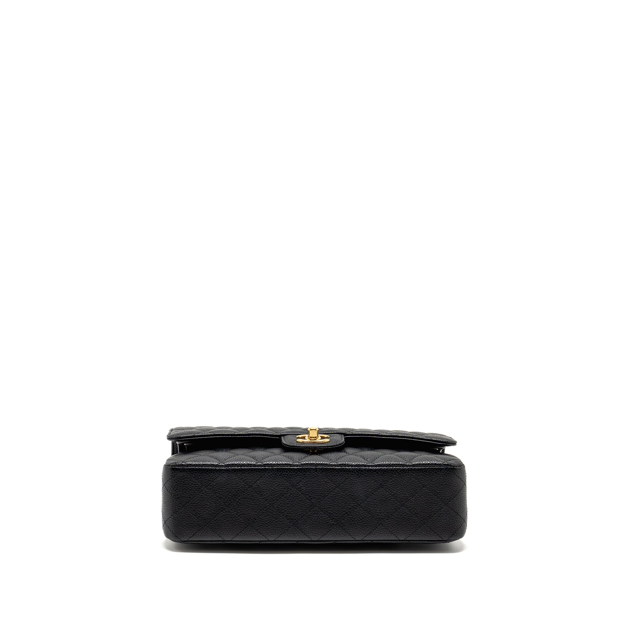 CHANEL MEDIUM CLASSIC DOUBLE  FLAP BAG CAVIAR  BLACK GHW