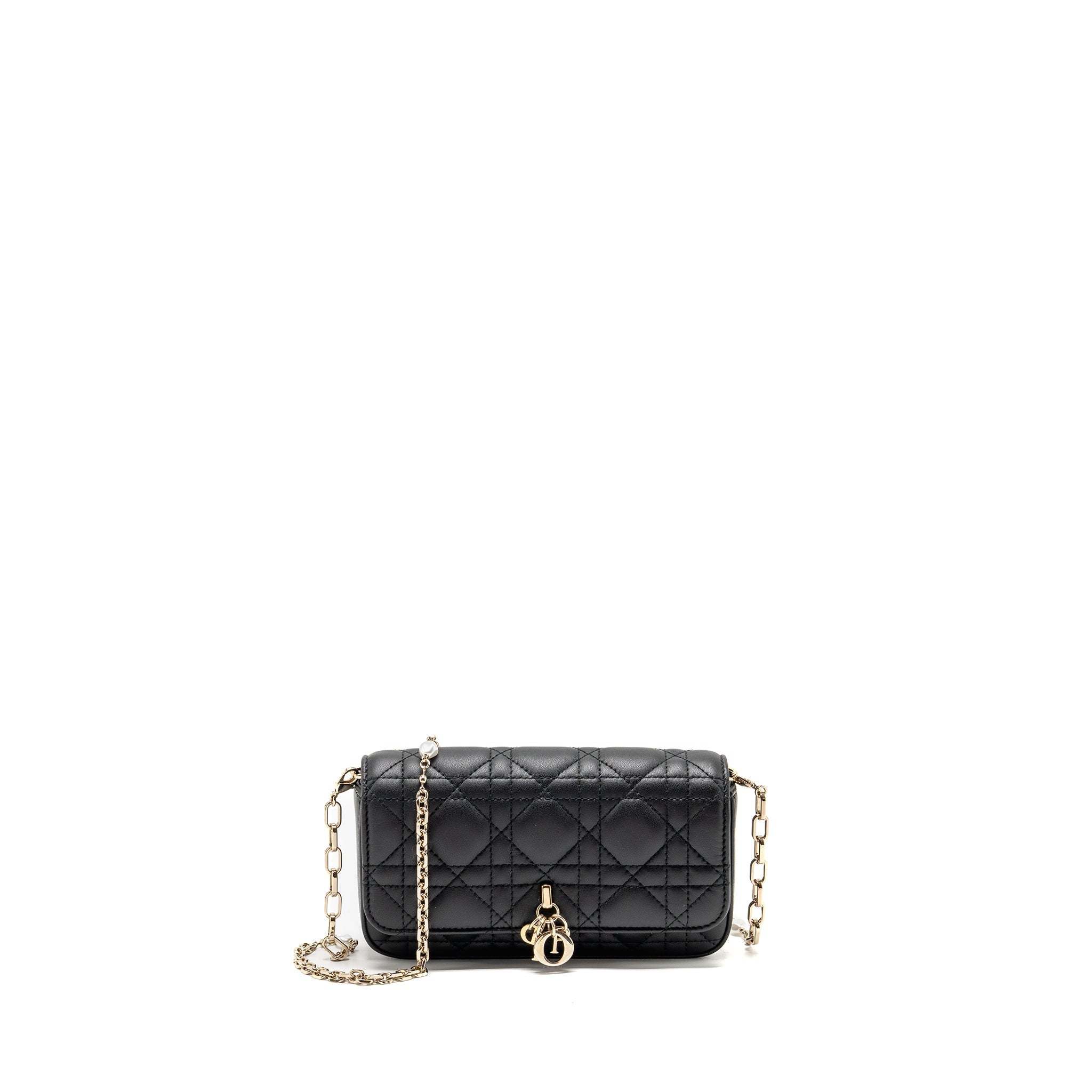 DIOR MY DIOR - DIOR TALK PHONE POUCH LAMBSKIN BLACK LGHW