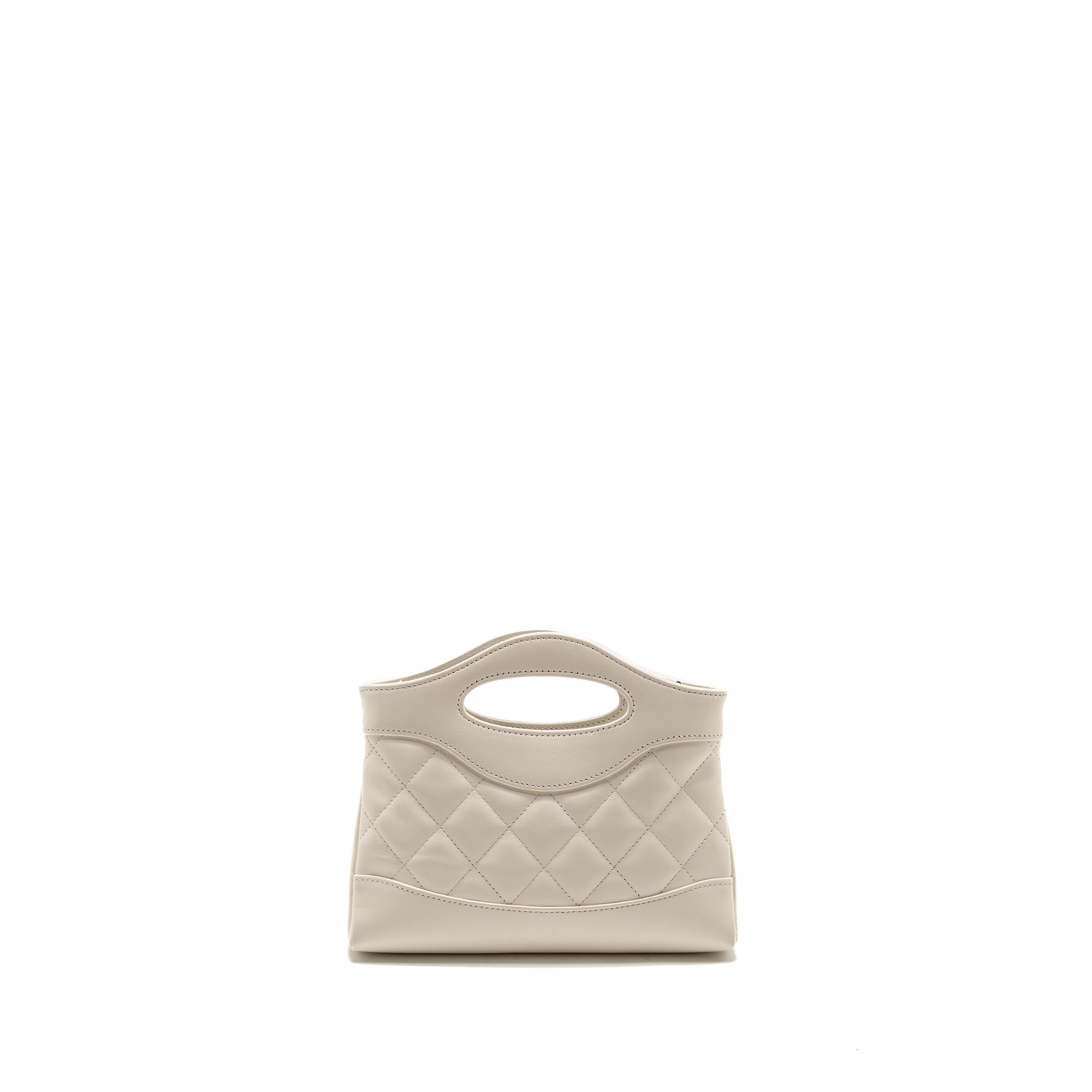 CHANEL MINI 31 CLUTCH WITH CHAIN SHINY LAMBSKIN WHITE LGHW (MICROCHIP)