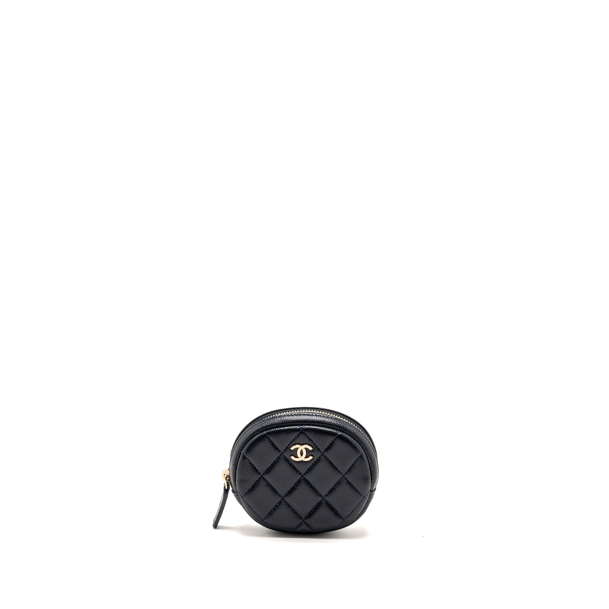 CHANEL MINI ZIPPER COIN PURSE CAVIAR NAVY LGHW