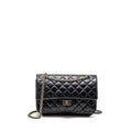 CHANEL SMALL 2.55 REISSUE FLAP BAG AGED CALFSKIN BLACK SHW