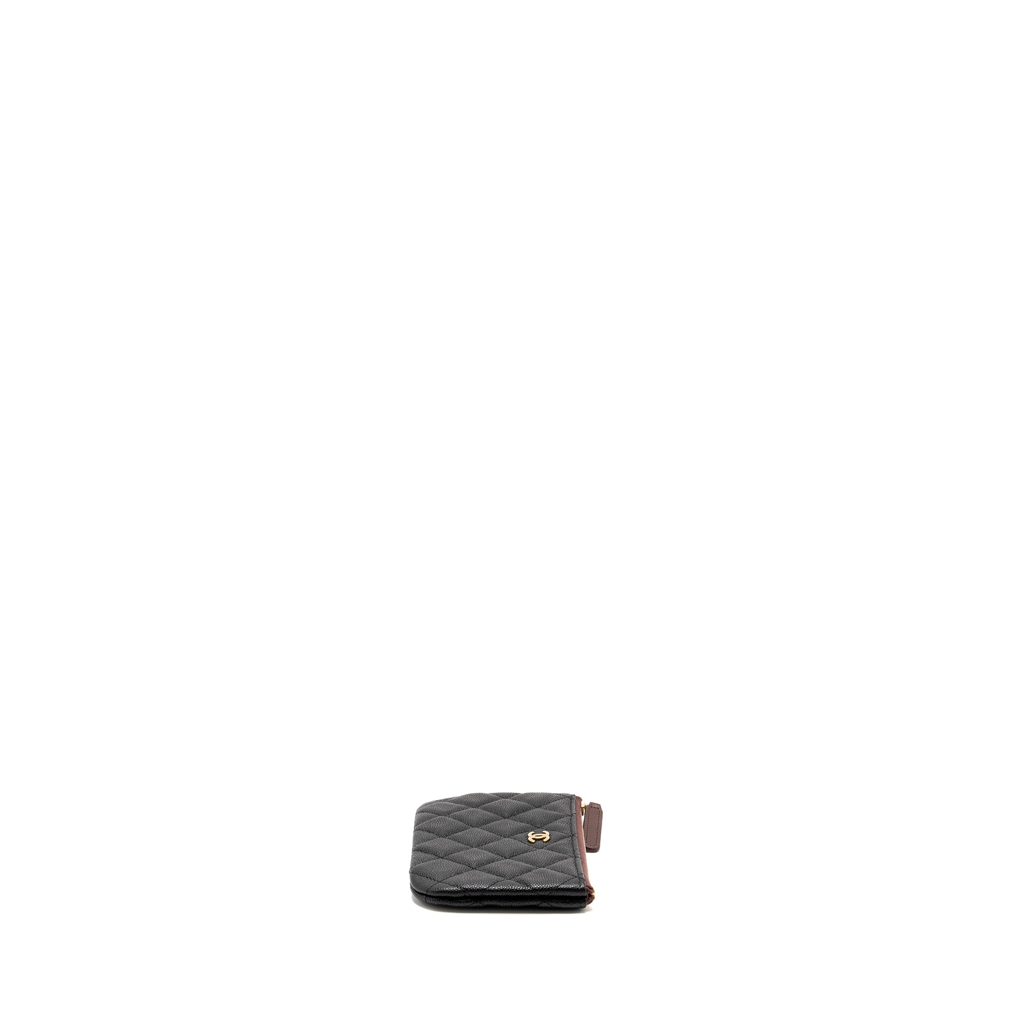 CHANEL CLASSIC SMALL ZIPPED POUCH GRAINED SHINY CALFSKIN BLACK LGHW (MICROCHIP)