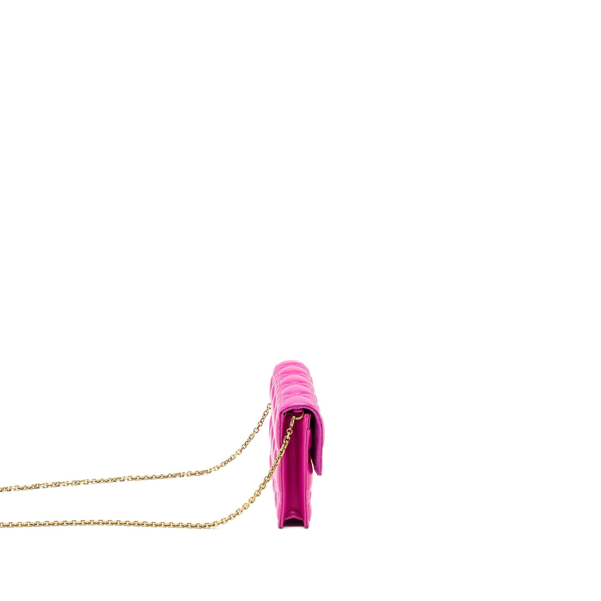 DIOR DIORADDICT WALLET ON CHAIN LAMBSKIN PINK GHW