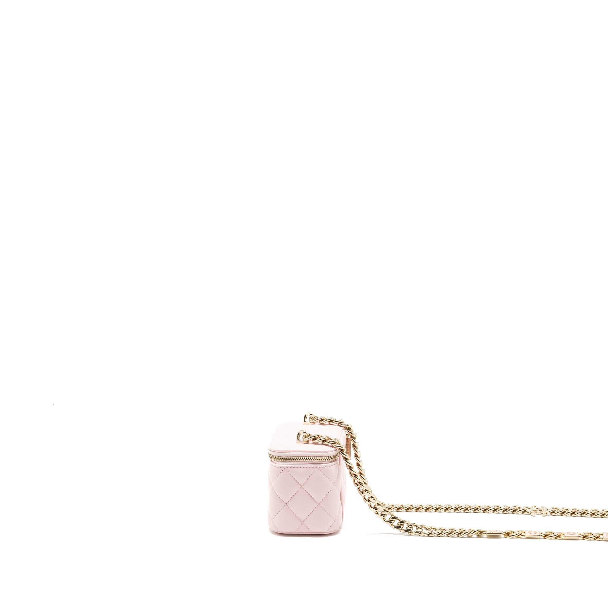 CHANEL MINI VANITY CASE WITH GIANT CHAIN LAMBSKIN PINK LGHW